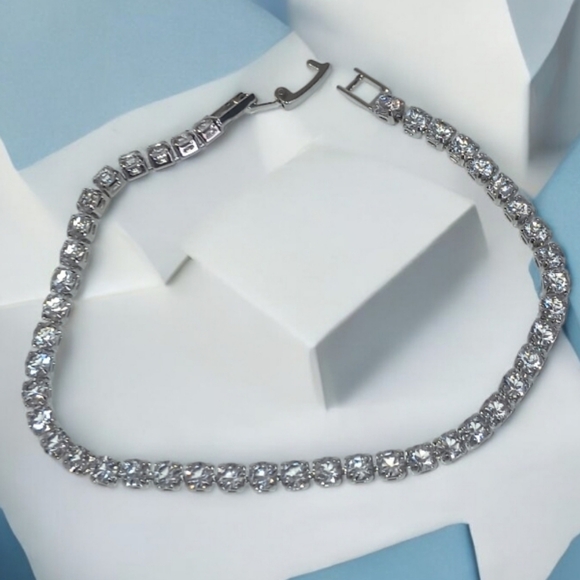 925 Sterling Silver CZ Diamond Tennis Bracelet - Picture 4 of 13